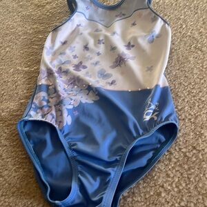 Sunni GK Blue and White Butterfly Print Leotard CM